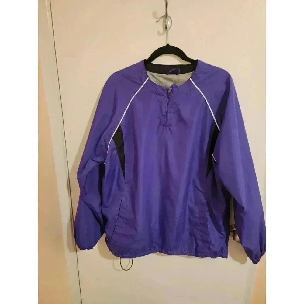 Holloway Jacket Mens Size L Purple pockets Quarter Zip Golf Spring Pull On y2k